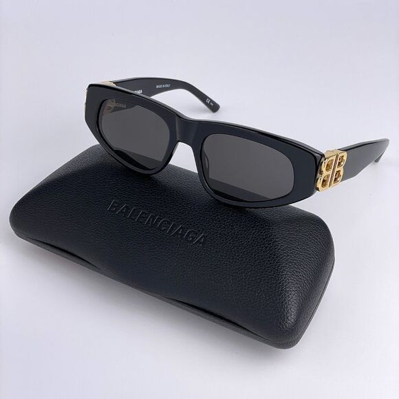 NEW Balenciaga Everyday BB0095S 001 Unisex Cat Eye Black Gray Gold Sunglasses - Picture 1 of 14